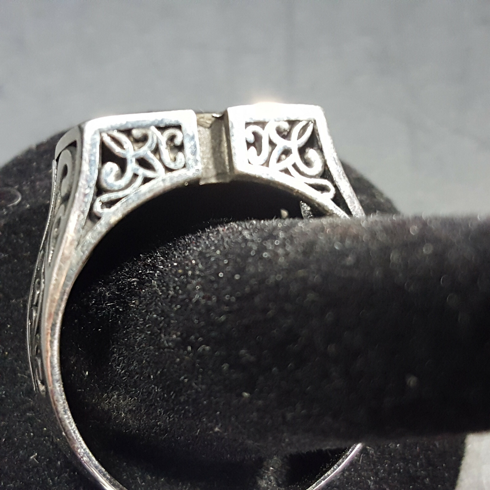 Mens Wood Inlay 925 Solid Sterling Silver Ring Size 10 SS