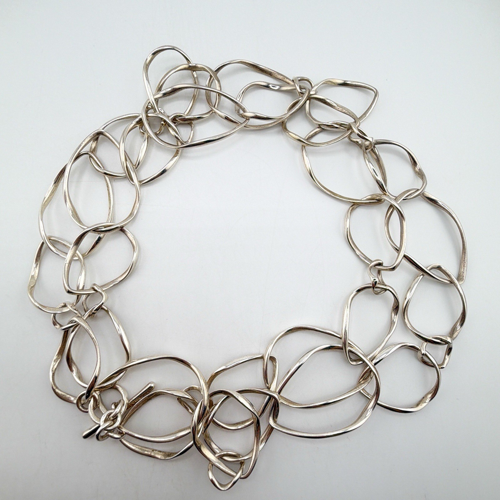 IPPOLITA 925 Sterling Silver Organic Teardrop Link Long Chain Necklace AAM82