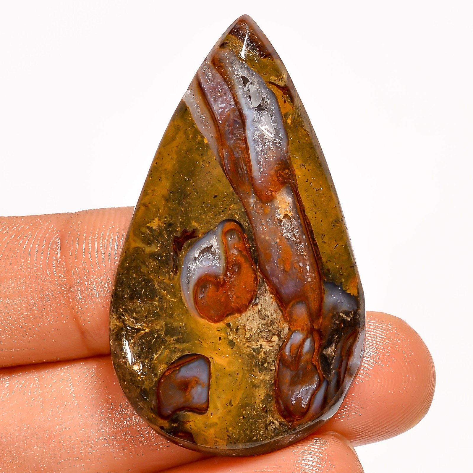 100% Natural Rock Chalice Druzy Pear Cabochon Gemstone 53 Ct. 44X26X6 mm UG-5173