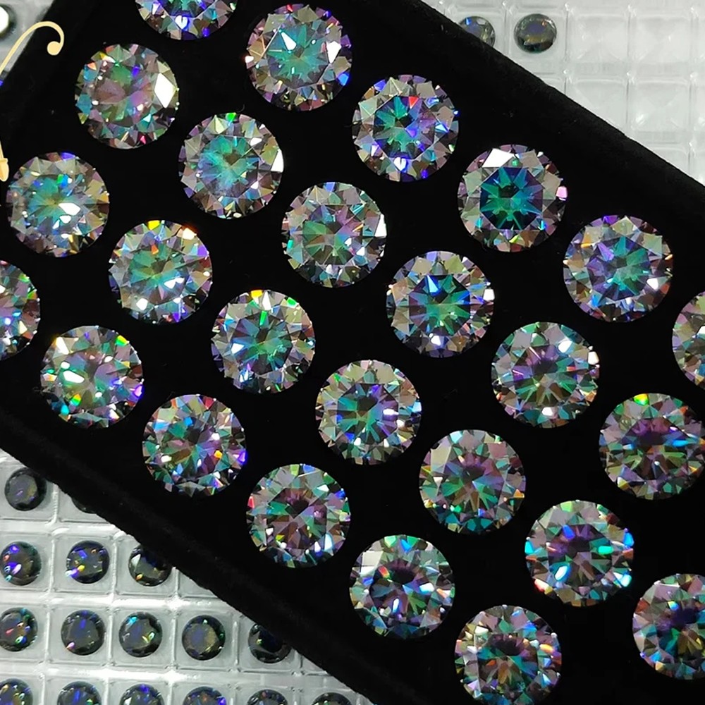 2-20CT AB Blue Raibow Blue Green Purple Moissanite Loose Stone Gemstone with GRA