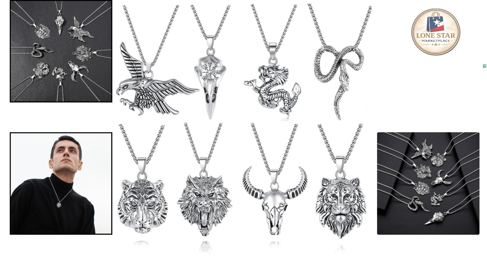 High-Quality 8-Pc Gothic Necklace Collection for Men | 20-Inch Adjustable Chains