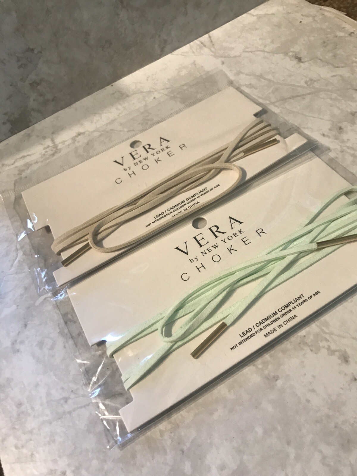 Vera By New York Lot Of 2 Cord Wrap Chokers Ivory And Min NWT