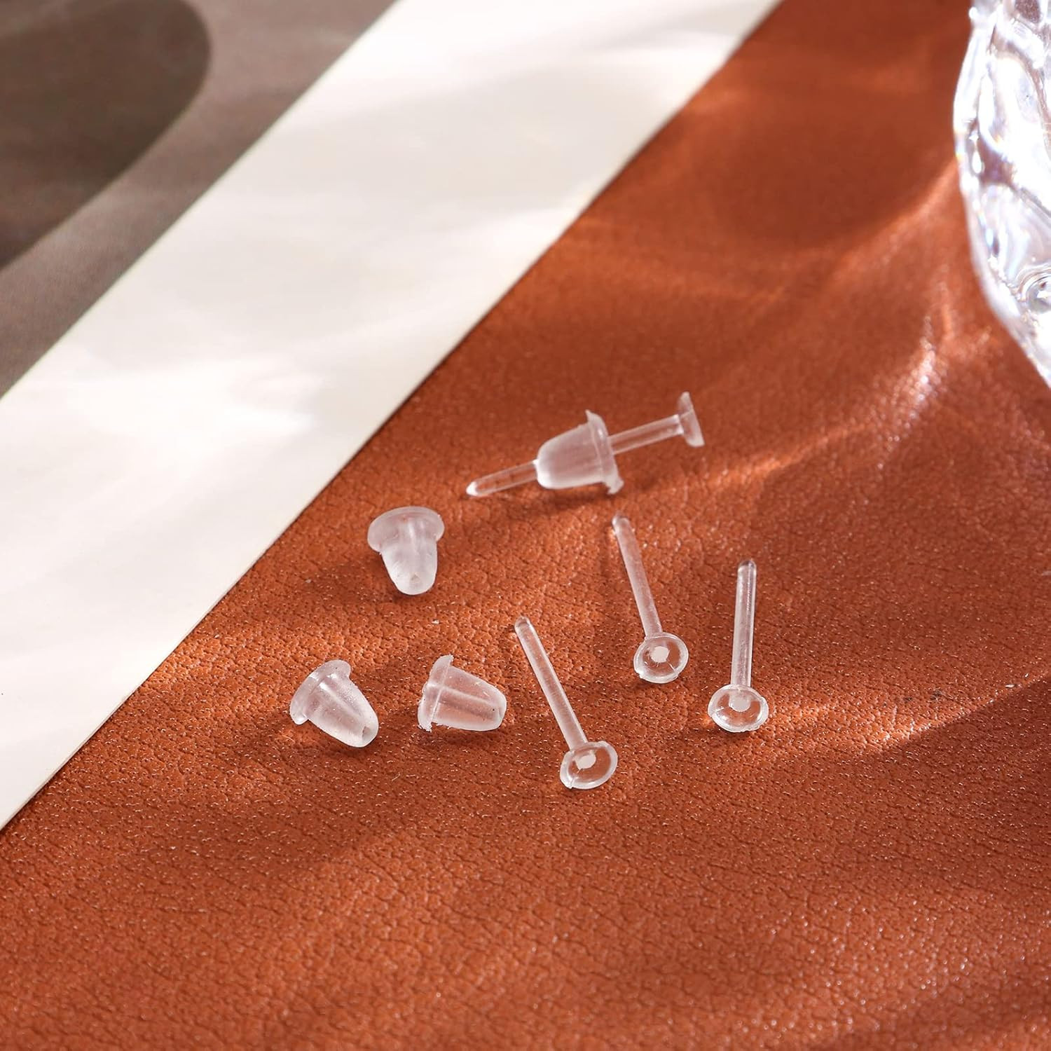 Plastic Earrings Invisible Clear Post Studs for Sports Work Flat Silicone 200