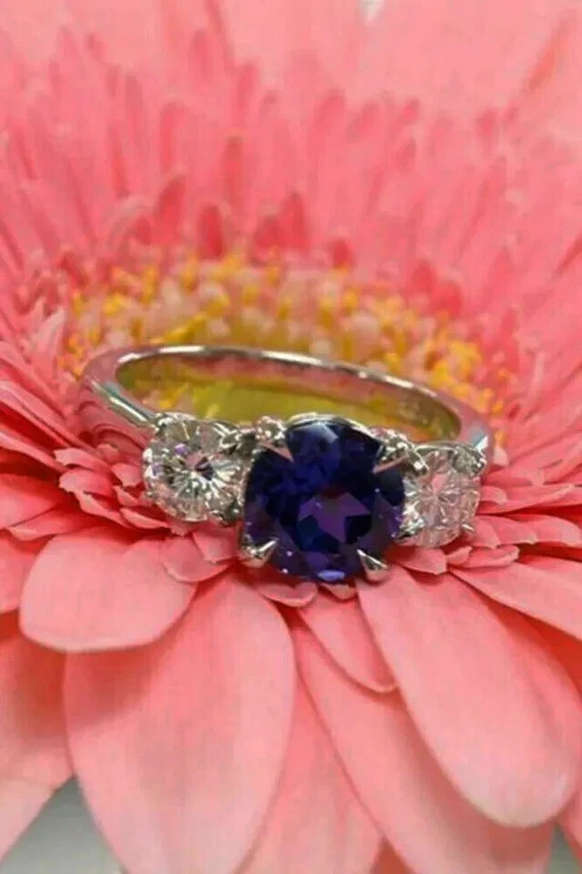 3Ct Round Cut Lab-Created Sapphire & Diamond Wedding Ring 14k White Gold Plated