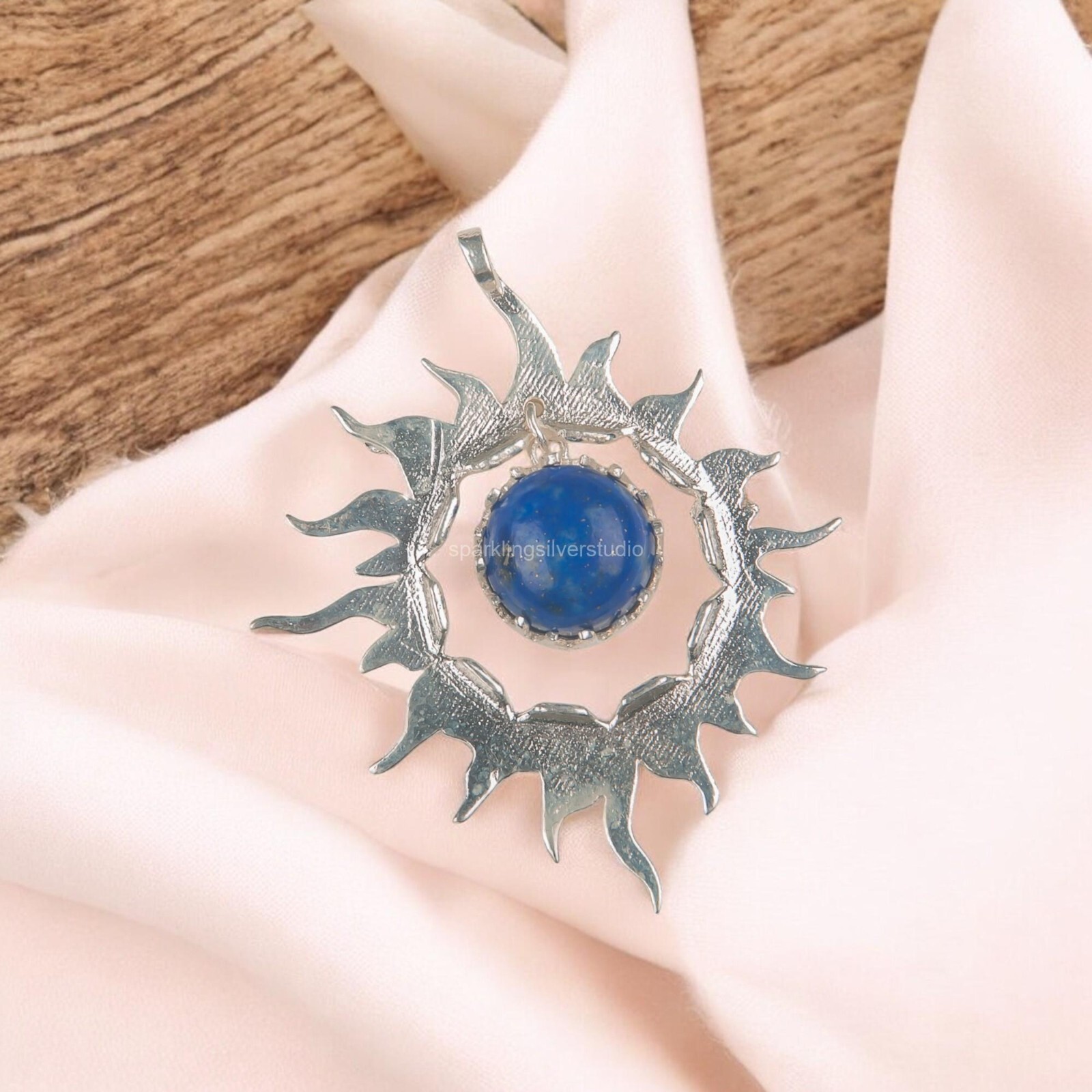 925 Silver Throat Chakra Natural Lapis Lazuli Birthday Daughter Pendant Jewelry