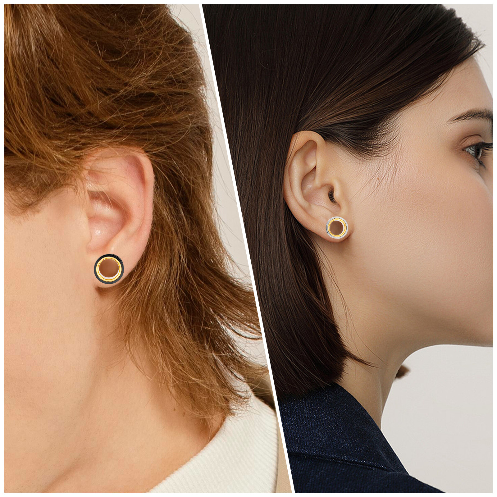 2PCS Surgical Steel Screw Flesh Tunnels Double-Colors Ear Plugs Gauges Piercing