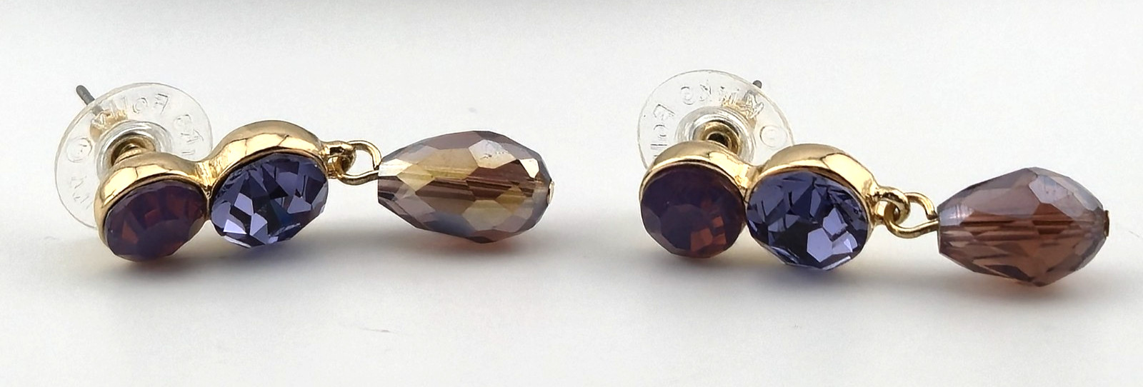 KIRKS FOLLY Crystal Wishes Carrie Pierced Earrings shades of PURPLE GT 82