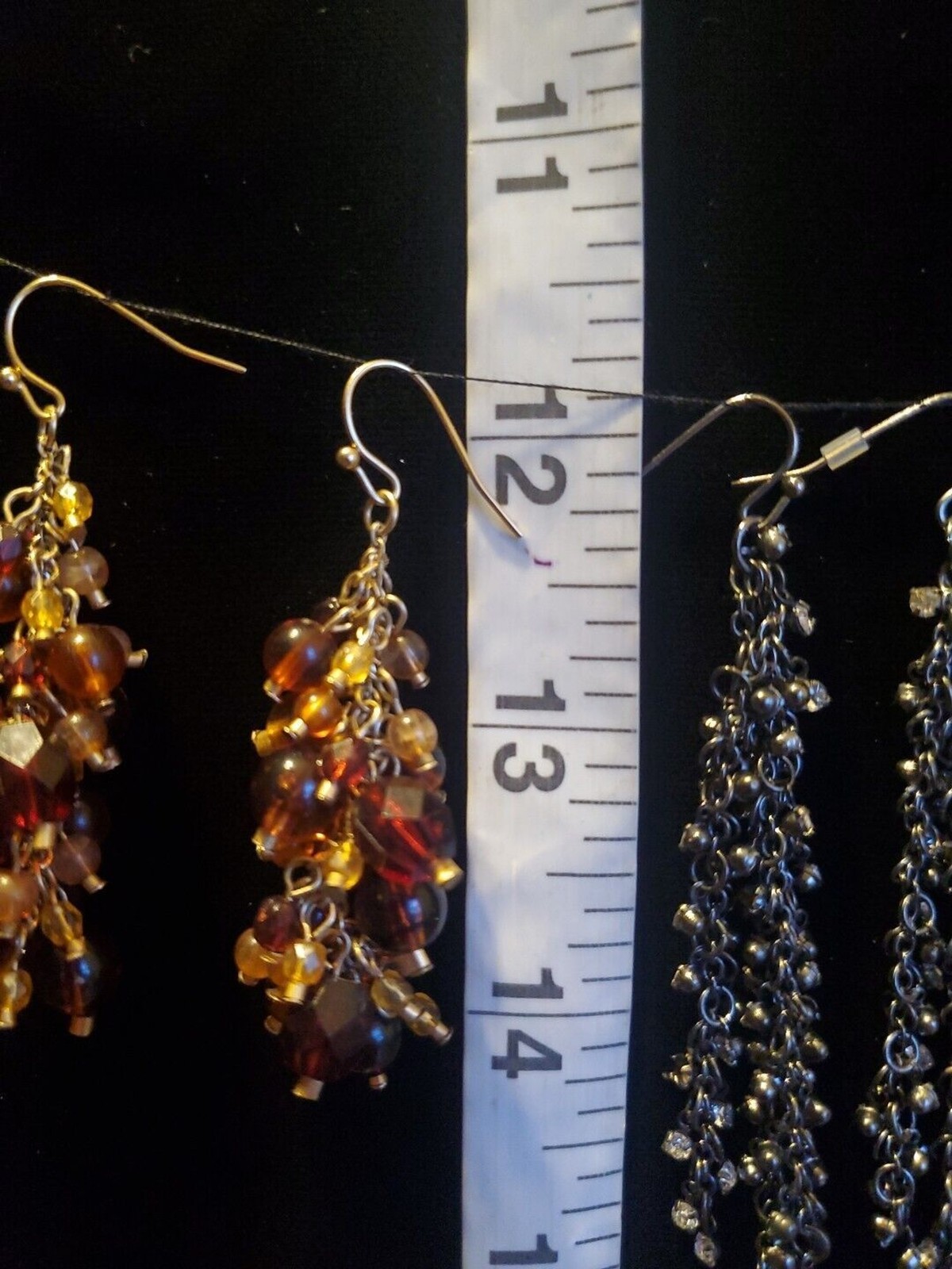 3 Beaded Dangle Drop Earrings Bohemian