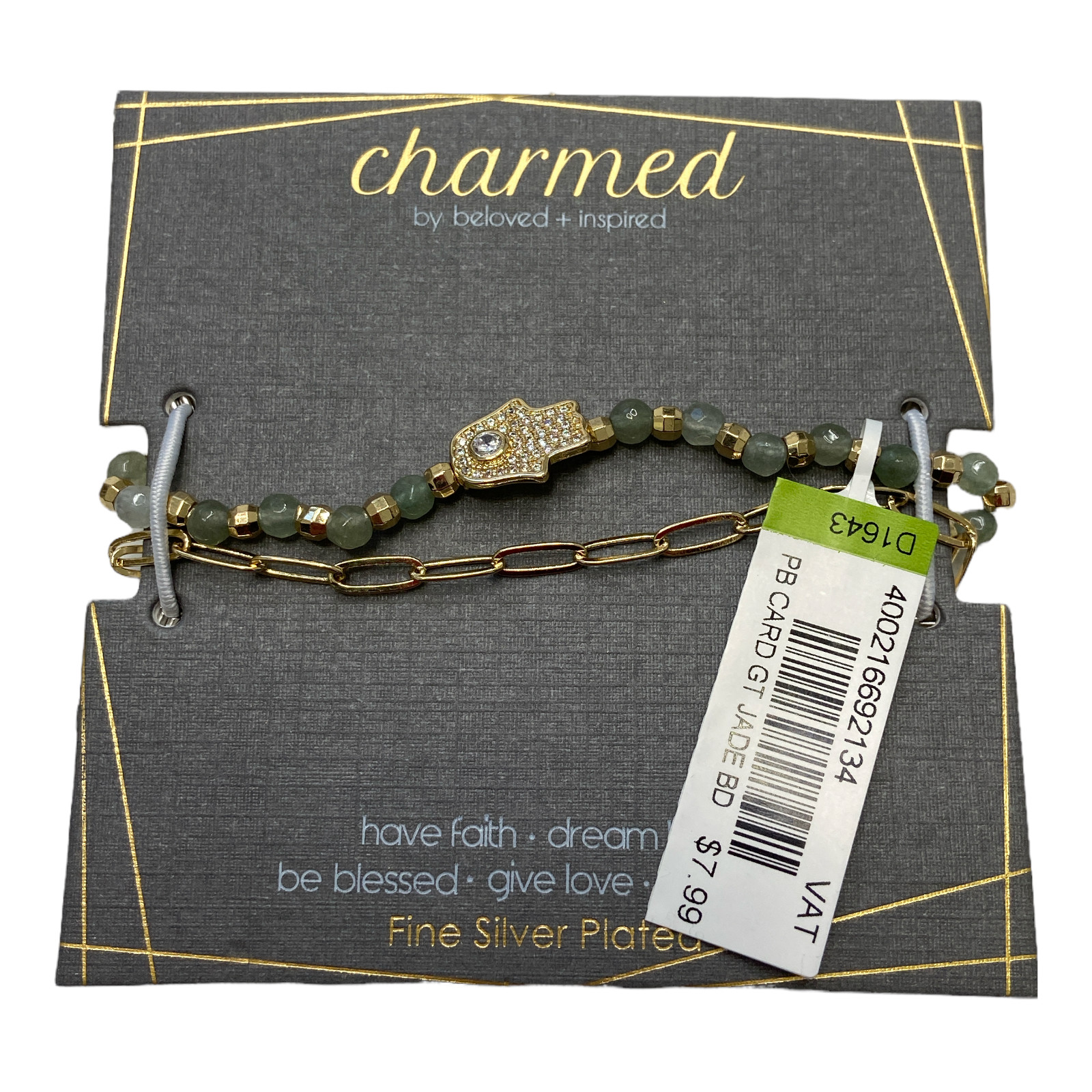NWT Charmed by beloved + inspired Jade Bracelet