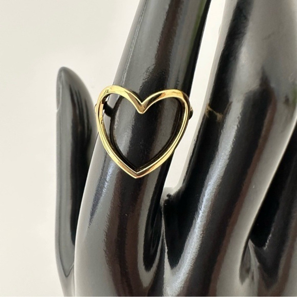 18K Gold Plated Heart Ring Geometric Adjustable Size Women Fashion Jewelry