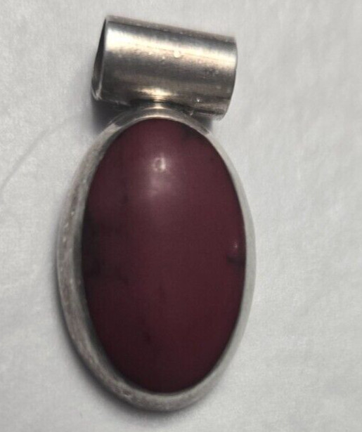 Mexico? J-17 925 Sterling Silver Oval 1 x 1/2″ Pendant Jasper? 3 Grams