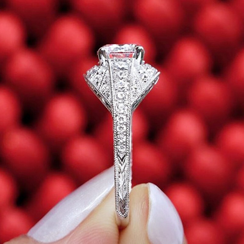 Ethnic Vintage Style Ring 1.8CT CZ Elegant Christmas Gift Ring 925 Silver plated