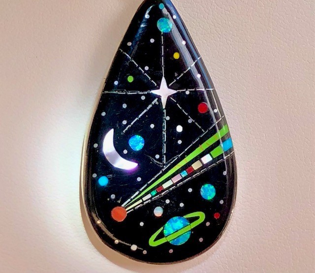 ViNtAgE NASA EASTERN Star Comet Space Opal Gemstone inlay Pendant LARGE Video