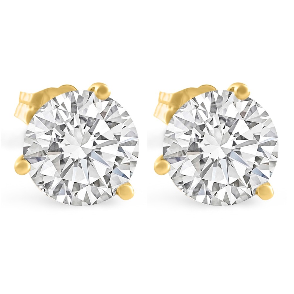 Certified 4Ct Lab Grown Martini Diamond Studs Yellow Gold Earrings (GH,VS2-SI1)