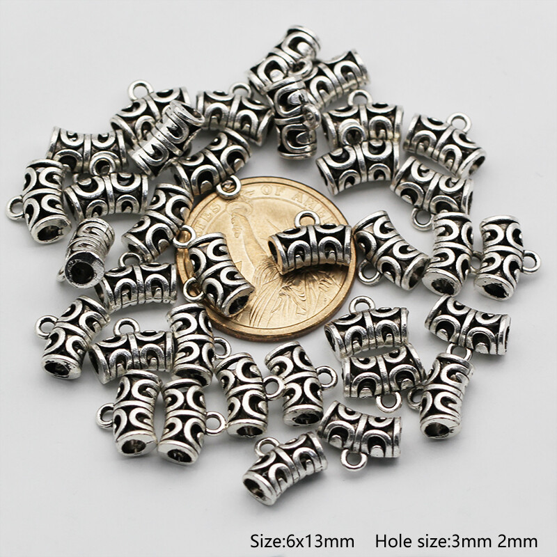50pcs Tibetan Silver Metal Alloy Charms Loose Spacer Beads Jewelry Making DIY
