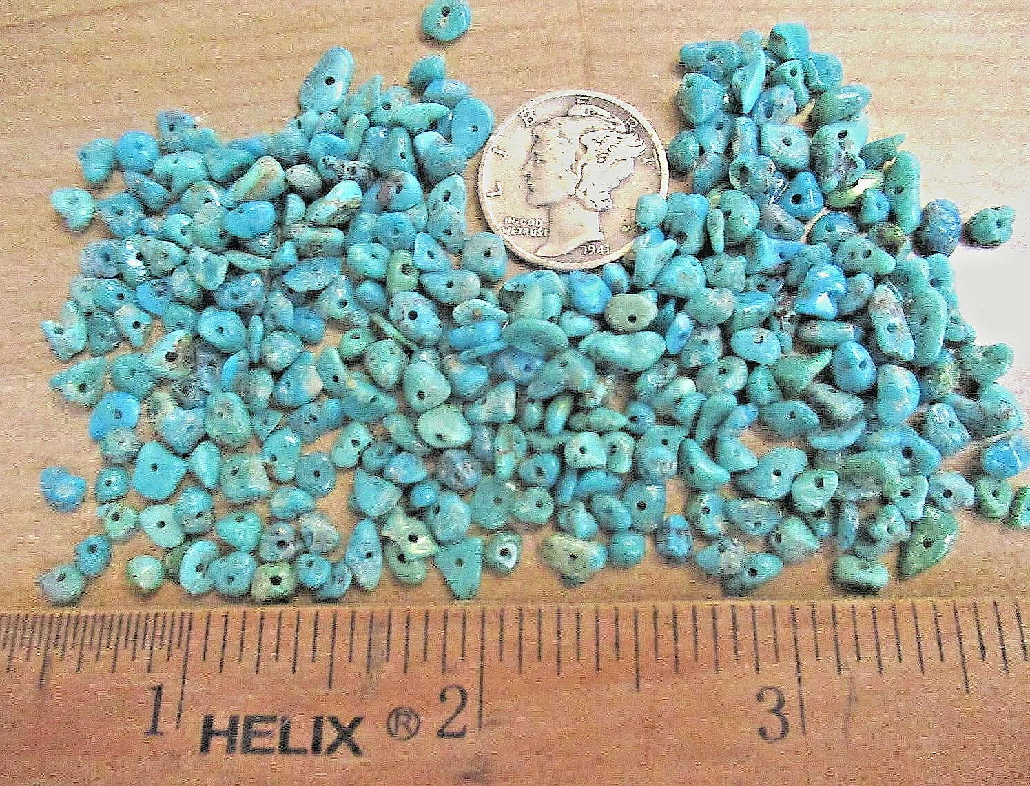 KINGMAN TURQUOISE 1/2 OZ DRILLED NUGGETS 3mm X 2mm TO 7mm X 4mm #586