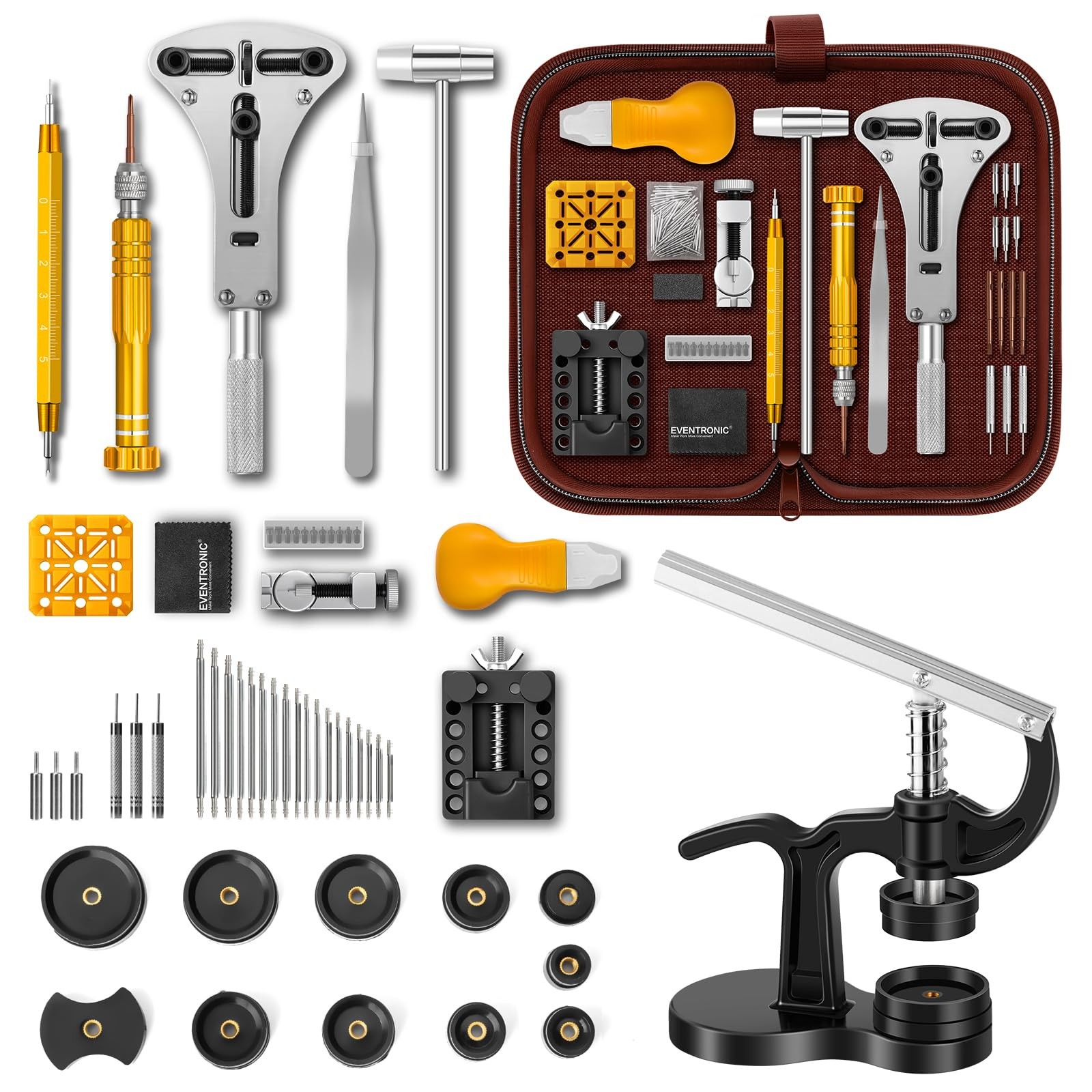 Watch Repair Tool Kit Watchmaker Link Removal Battery Change Spares 154Pcs Case