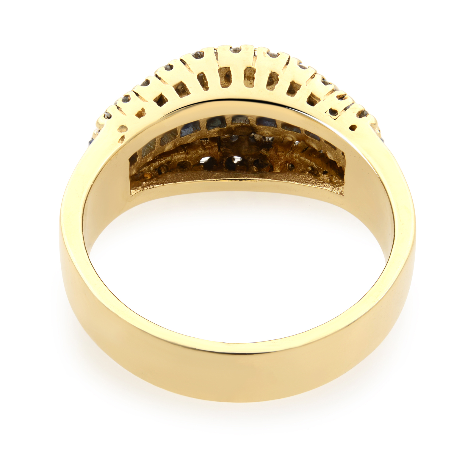 1.00cttw Blue Sapphire & 0.50 Cttw Diamond Cocktail Ring 14K Yellow Gold Size 10