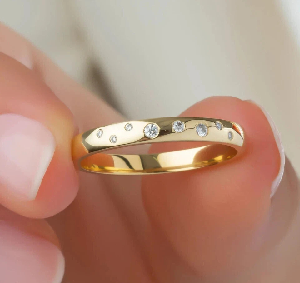 Round Lab-Created Diamond Women’s Stunning Band Ring In 14k Yellow Gold Plated