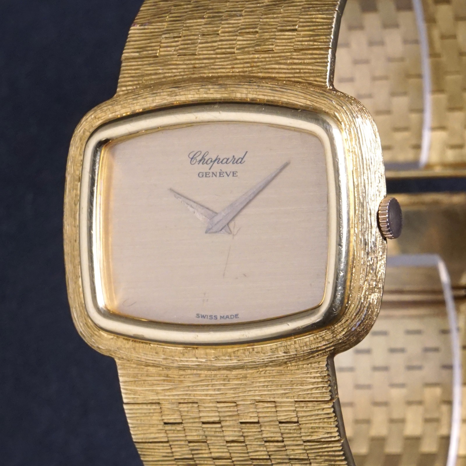 Stunning Chopard 18K Yellow Gold Man’s Mesh Bracelet Watch w/Orig Box, 114g MINT