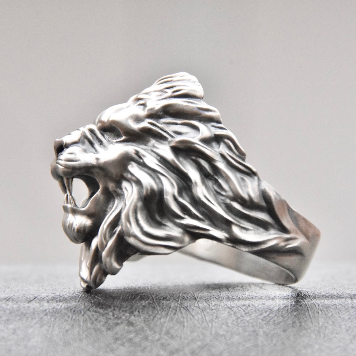 King of Lion Ring Sterling Silver 925 Roaring Head Biker Men Handmade Jewelry