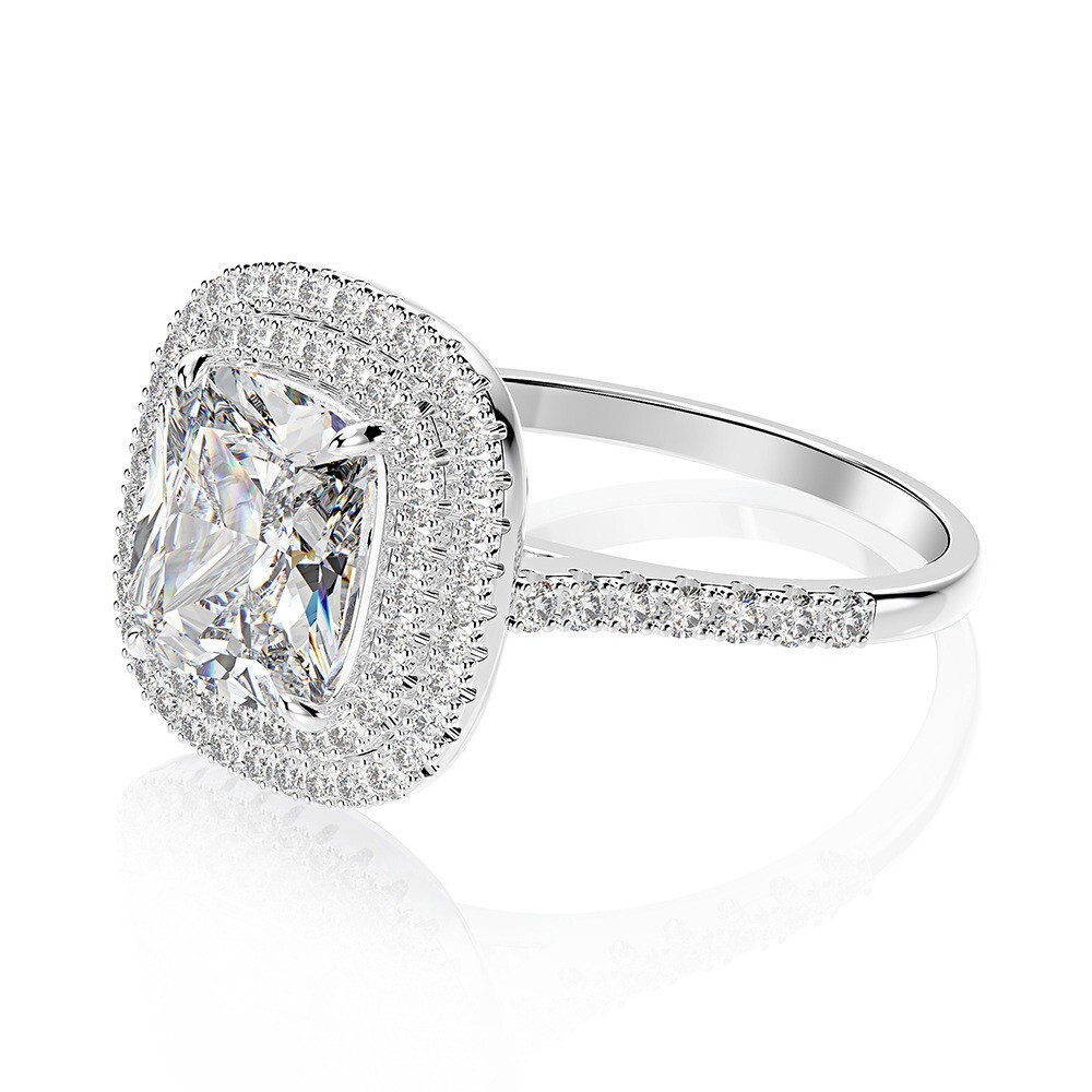 Women Solid 925 Sterling Silver High Carbon Stone Wedding Two Ring Set C20