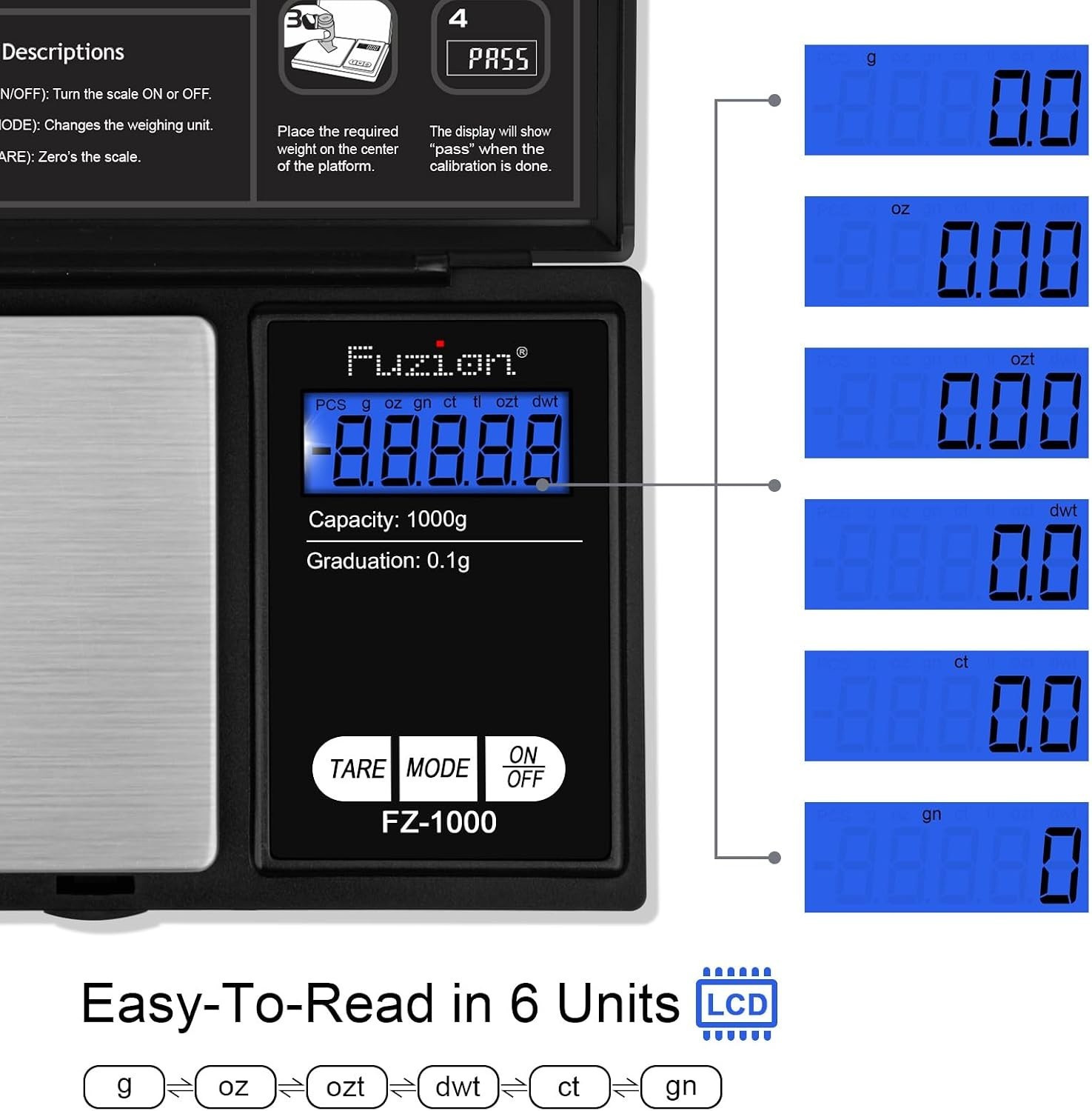 Portable 1000g Digital Scale with Tare Function – Ideal for Home and Travel