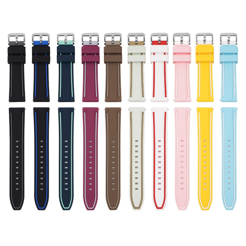 Quick Release 20mm 22mm 24mm 26mm Double Color Watch Band Soft Silicone Strap