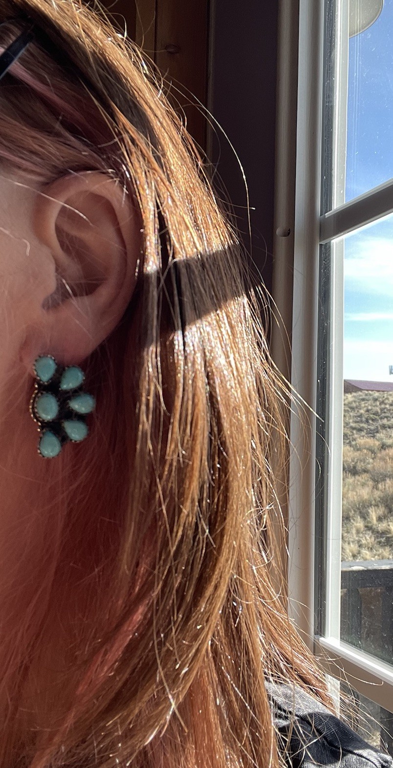 Native American Style Sterling Silver Turquoise Half Cluster Earrings Southwests