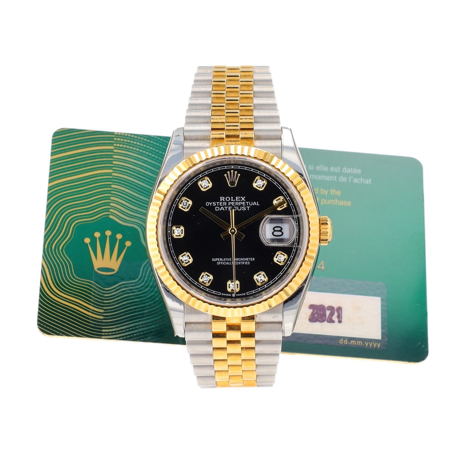 Rolex Datejust 126233 Black Diamond Dial 18KY Gold Steel Jubilee Watch Box Paper
