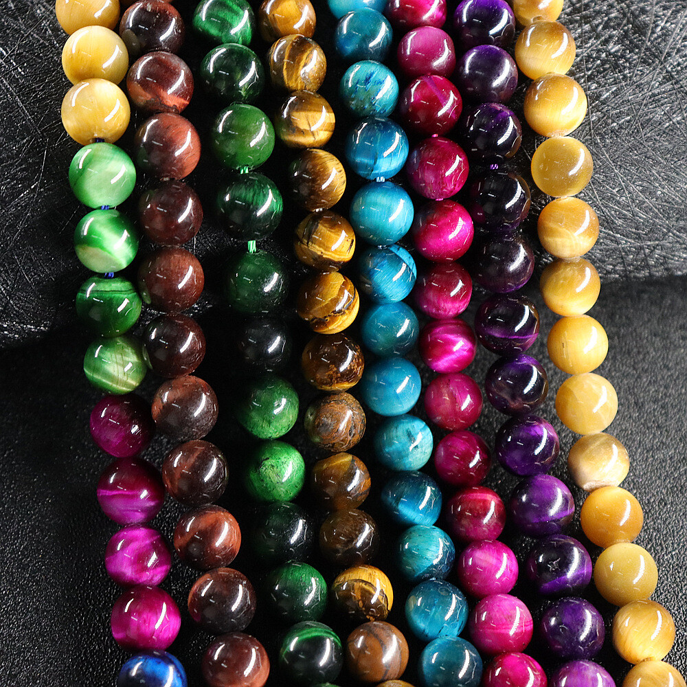 1 X Tiger Eye Stone Beads Round Loose Spacer Beads for DIY Jewelry Making Crafts