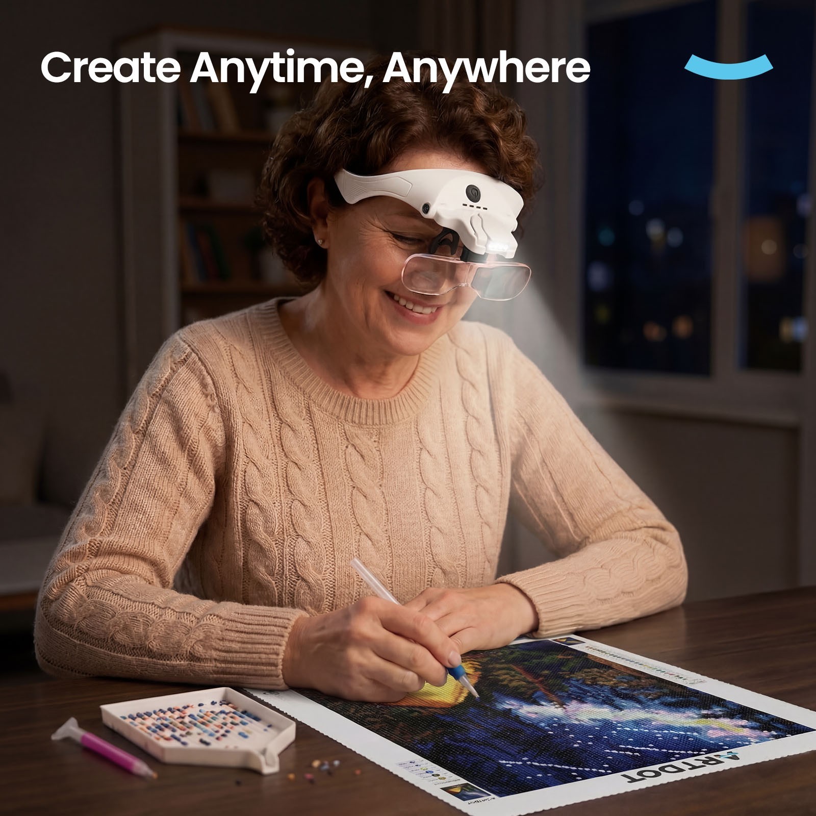 ARTDOT Magnifying Glass Headband Headset Magnifier with Lamp Light Jeweler Loupe