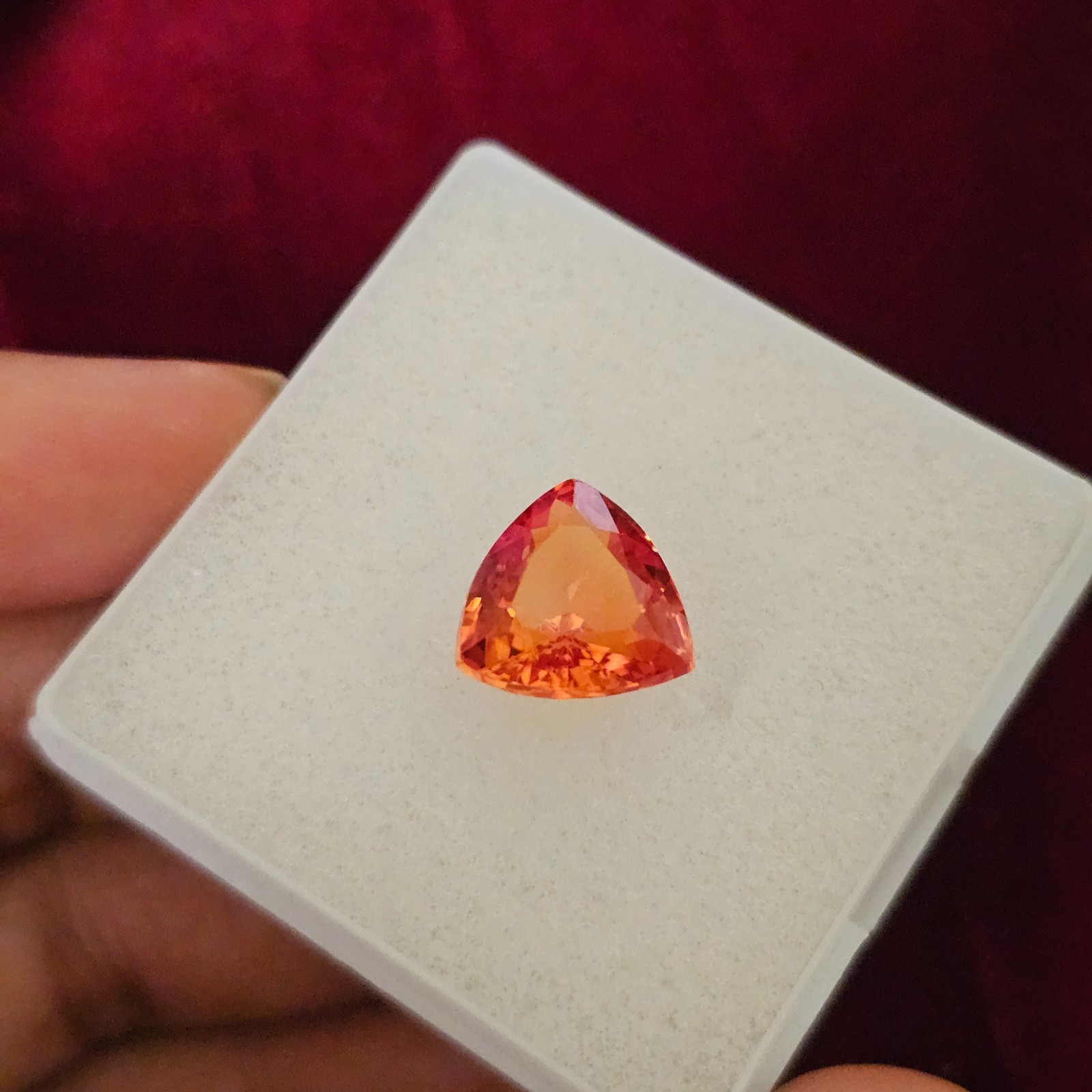 2 Pcs 14.40 Ct each Lab Created Orange Sapphire Trillion Cut Loose Gemstone