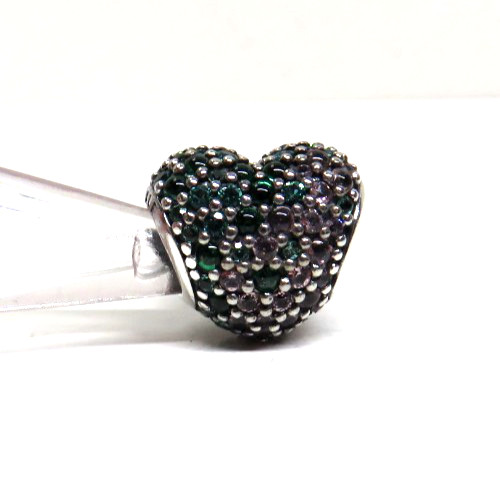 Pandora Gleaming Clover Heart Charm Bead 🍀💚 Retired Authentic green lavander