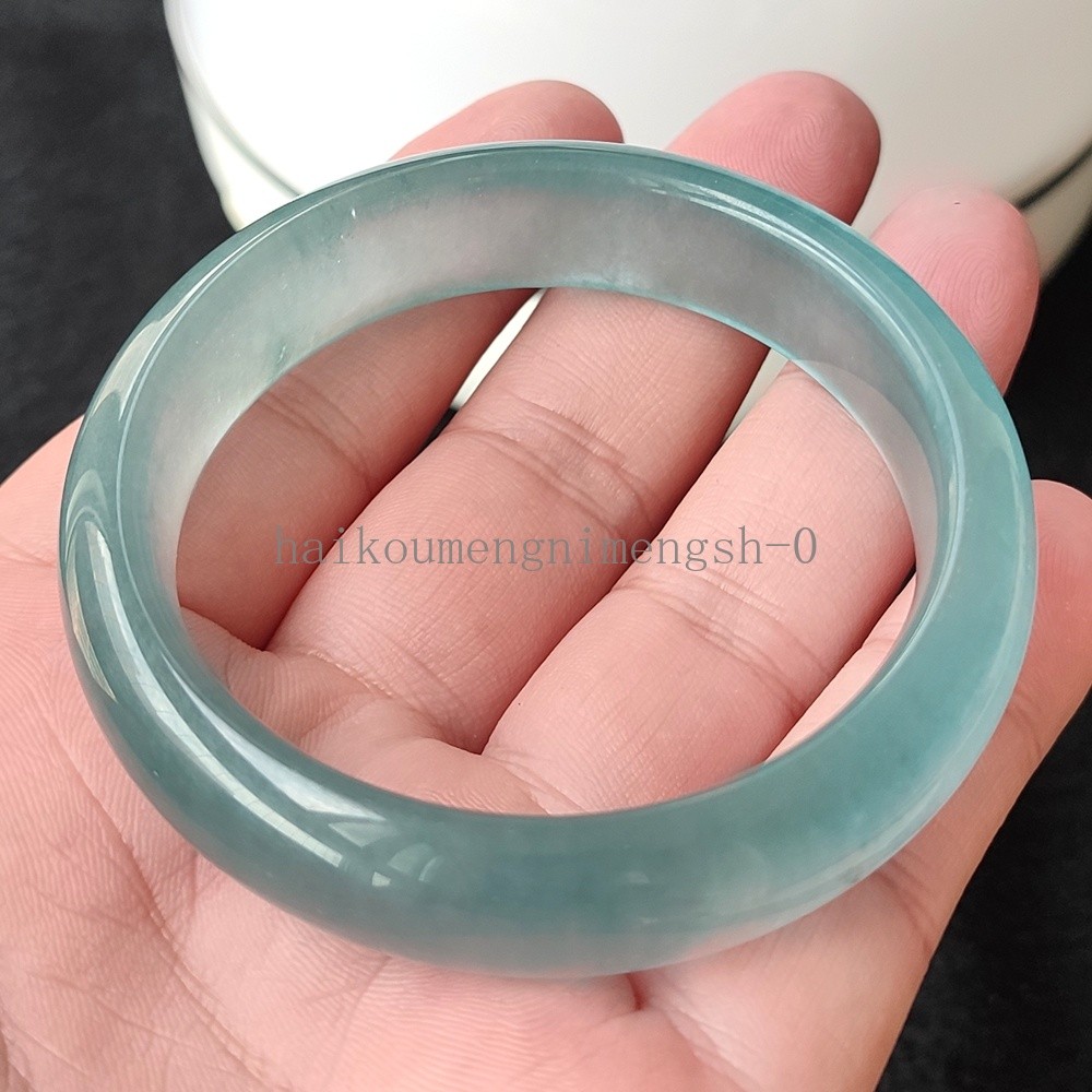 Certified Ice Bluewater 53-54mm Natural Burma Jade jadeite Bangle Bracelet