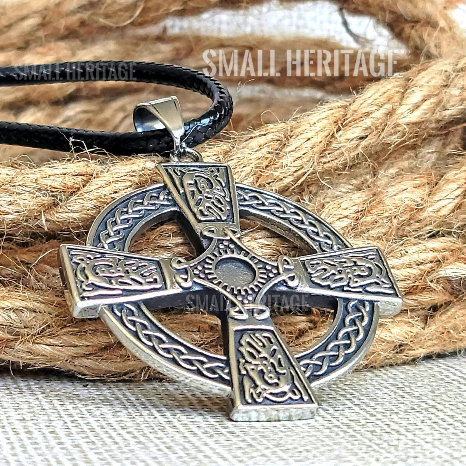 Large Celtic Cross Necklace Stainless Steel Irish Christian Pendant Chain Men