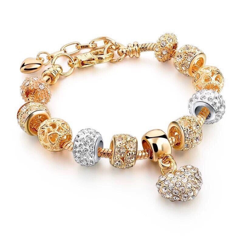 18k Gold Diamond Charm Bracelet Free UK Delivery New