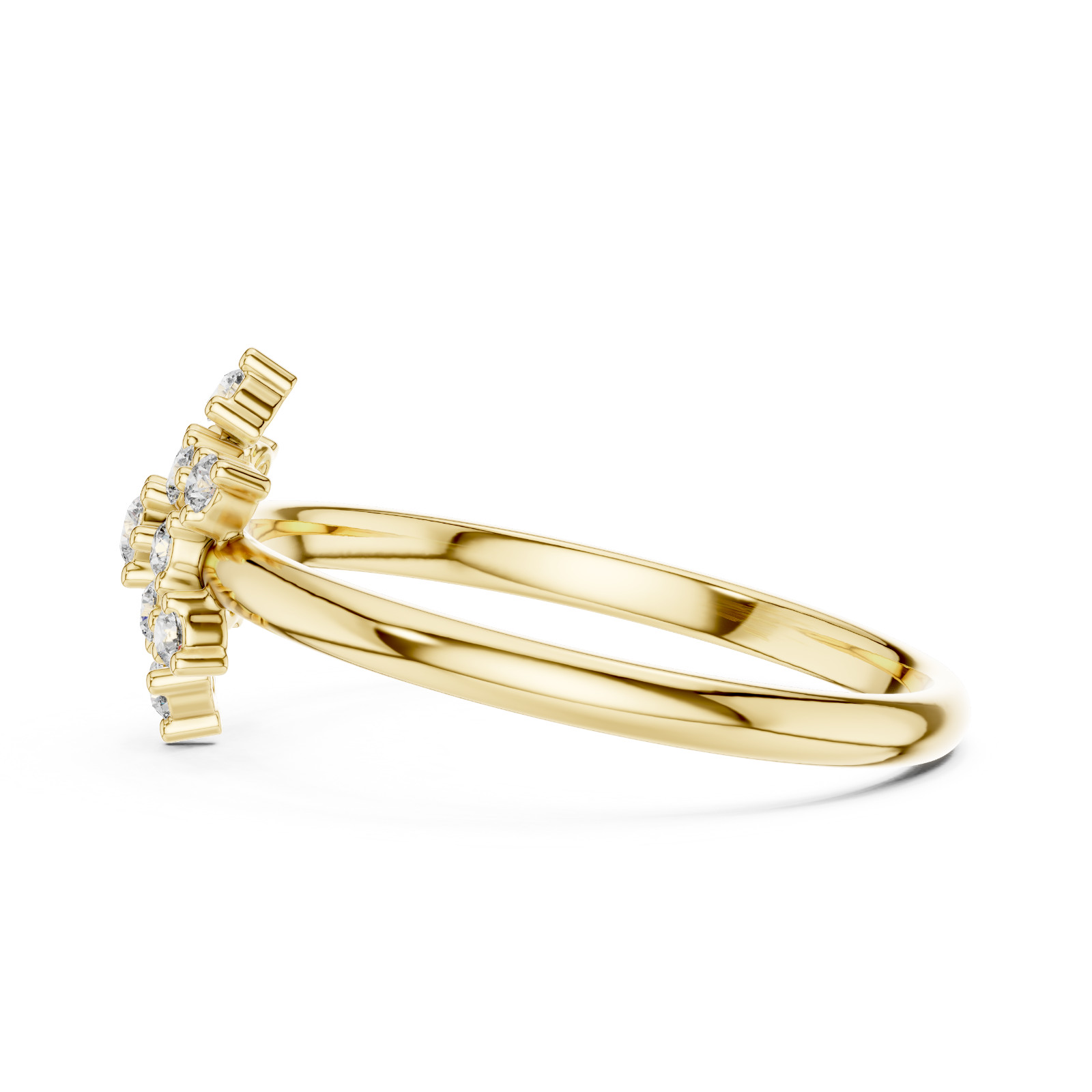 Round Certified Natural 13 Pc Diamond Luxury Designer Style Ring 14K Gold Over