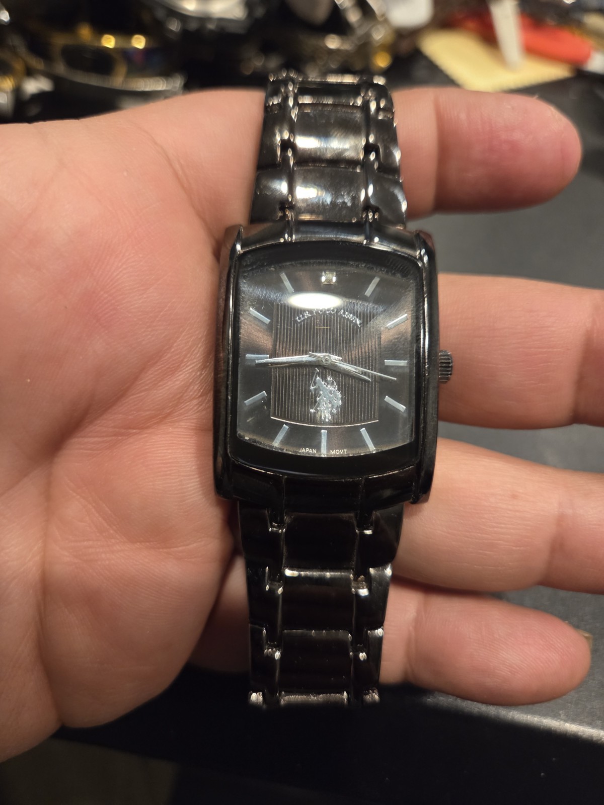 U.S. Polo Assn. Classic Men’s USC80198 Rectangular Black Dial Metal Watch C74
