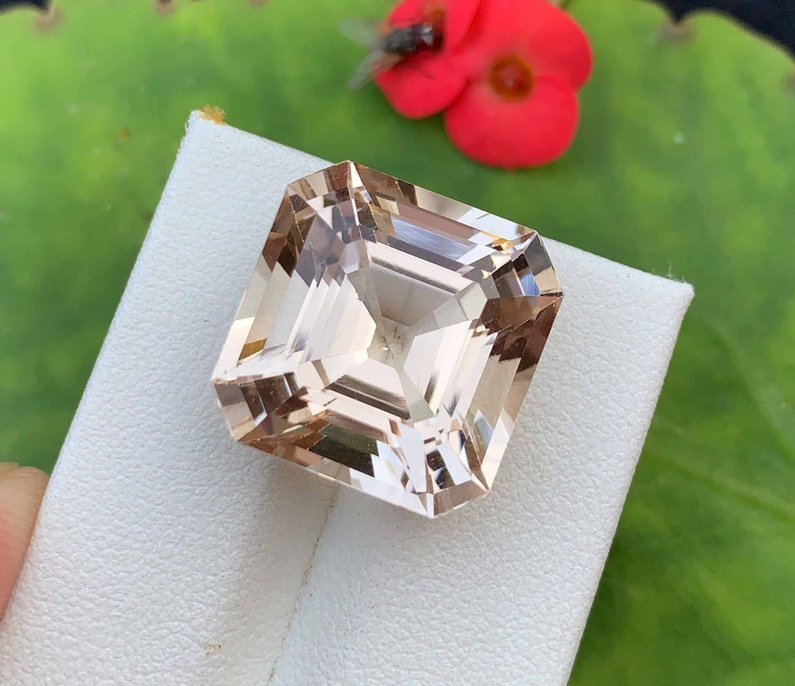 Certified 40.55 Ct Natural Light Golden Color Topaz Asscher Cut Loose Gemstone