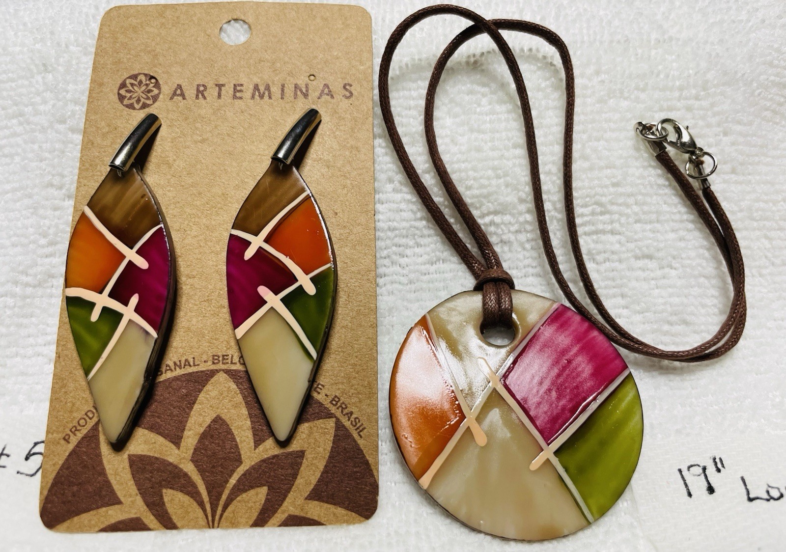 Brazilian Handcrafted Rainbow Abstract Necklace Set(best price then other sites)