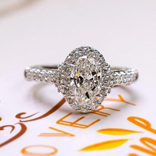 2CT Simulated Diamond Bridal Ring Silver Plated Stunning Ring For Valentine Gift