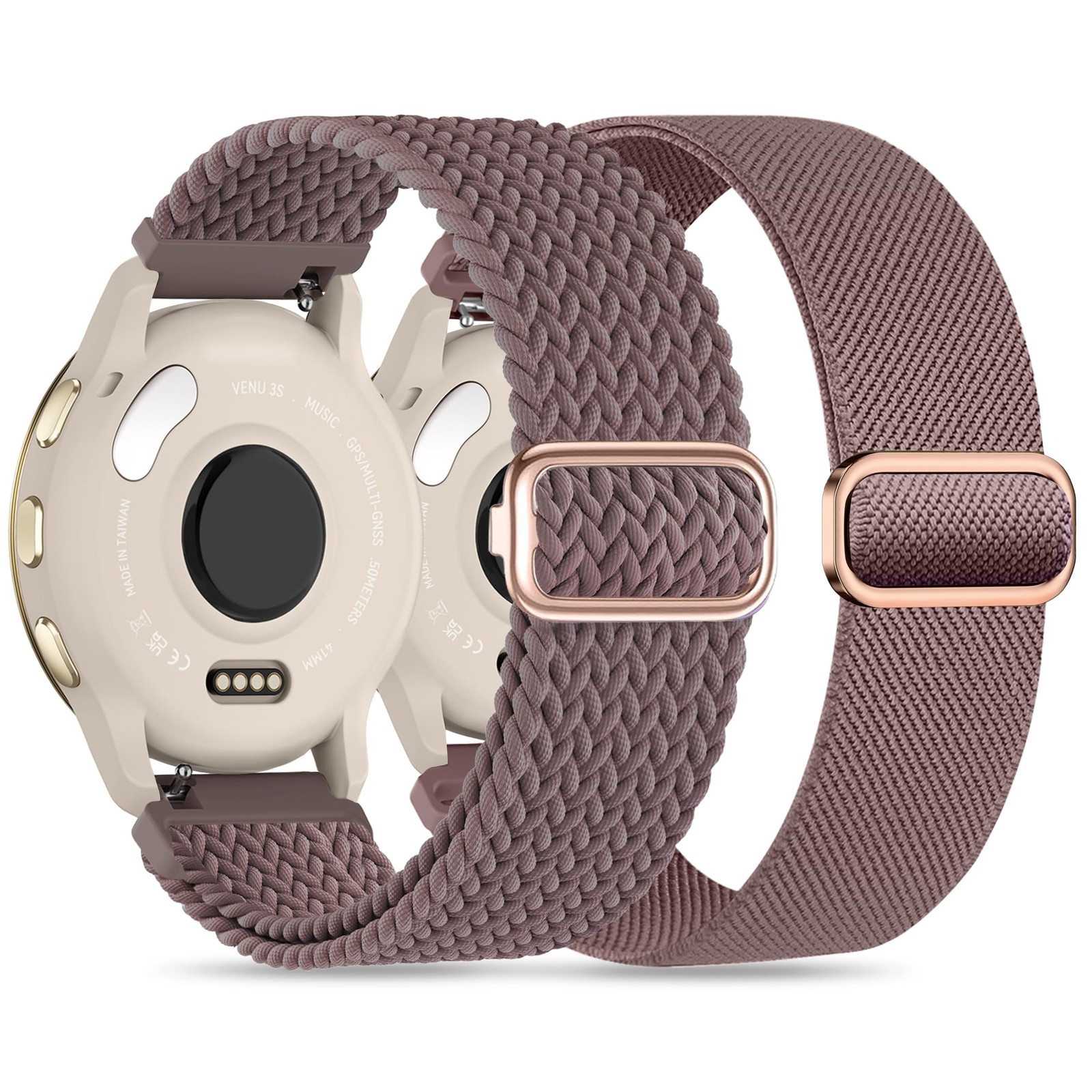 18mm Braided Stretchy Nylon Watch Band Compatible with Garmin Venu 2S/Venu 3S…