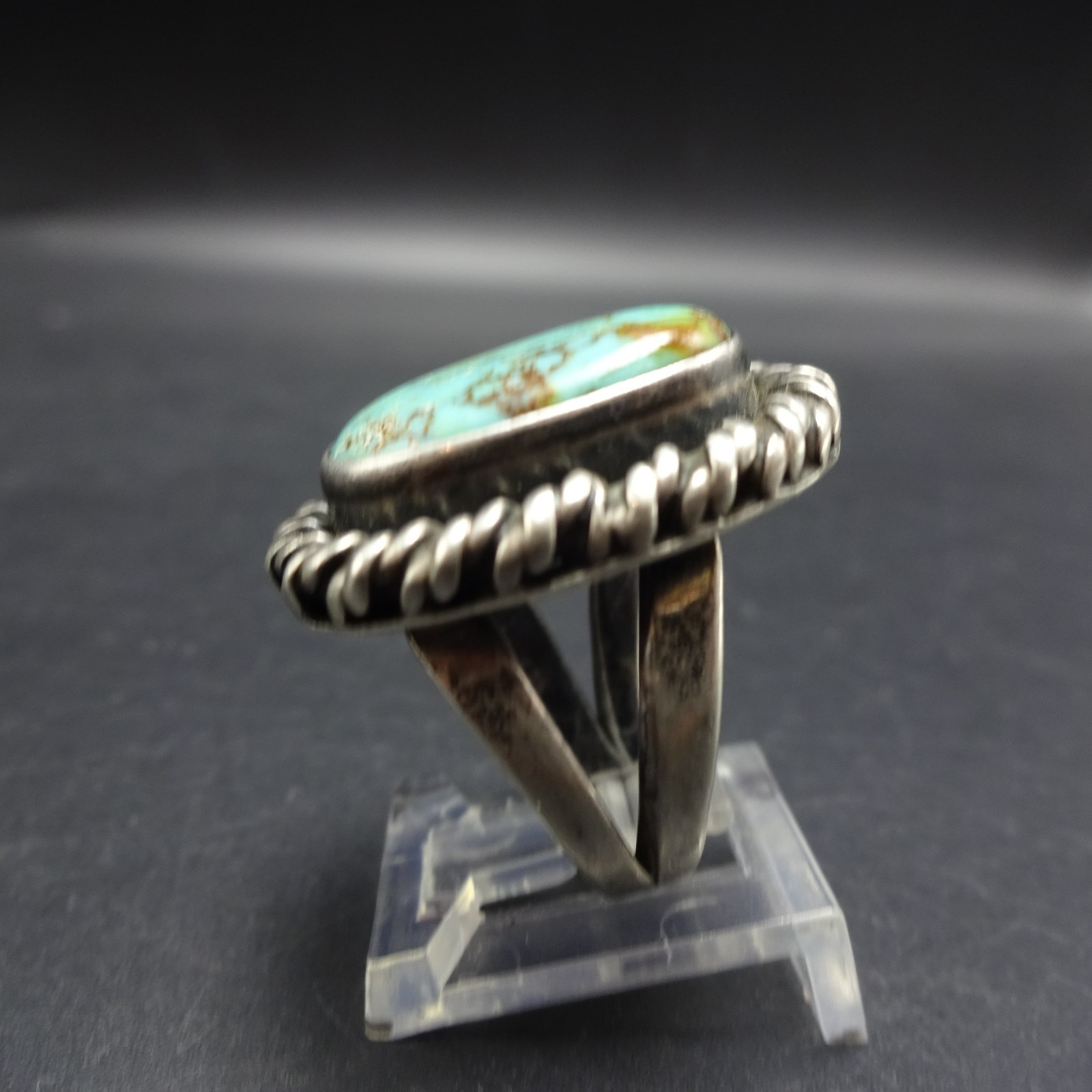 Old 1960s 1970s TURQUOISE Sterling Silver RING size 6.75 Vintage Pawn