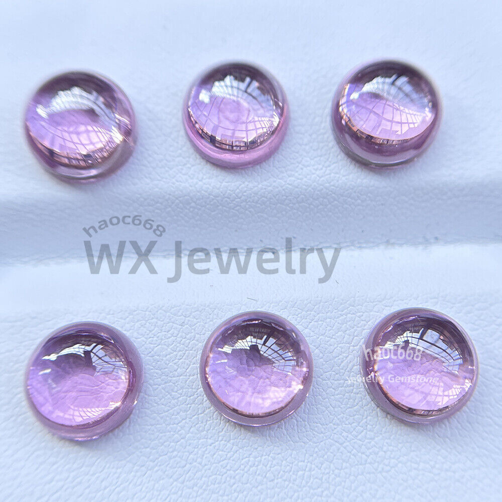 10se Pink transparent 3mm-12mm Amethyst Round Cabochon Loose Cubic Zirconia