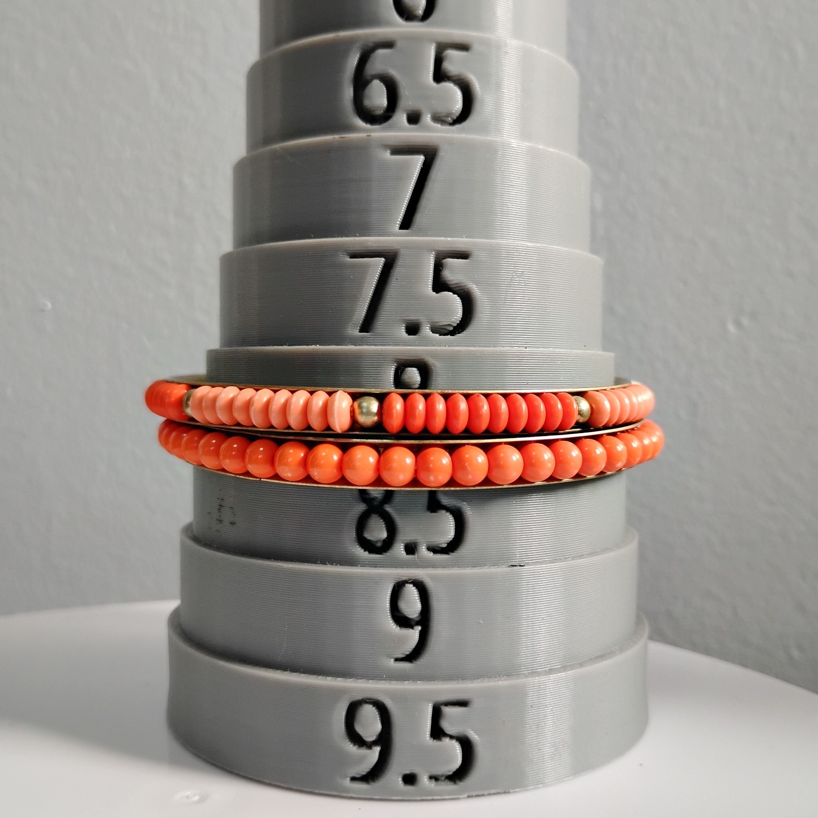 All Vintage Orange Bangle Lot Of 9 Metal Plastic Bracelets Sz 7.5-8.25