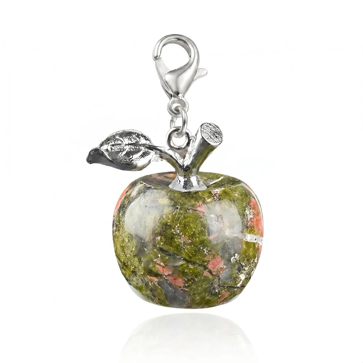 20mm Gemstone Apple Charm with Lobster Clasp Crystal Charmms Tag 6pcs in Bag