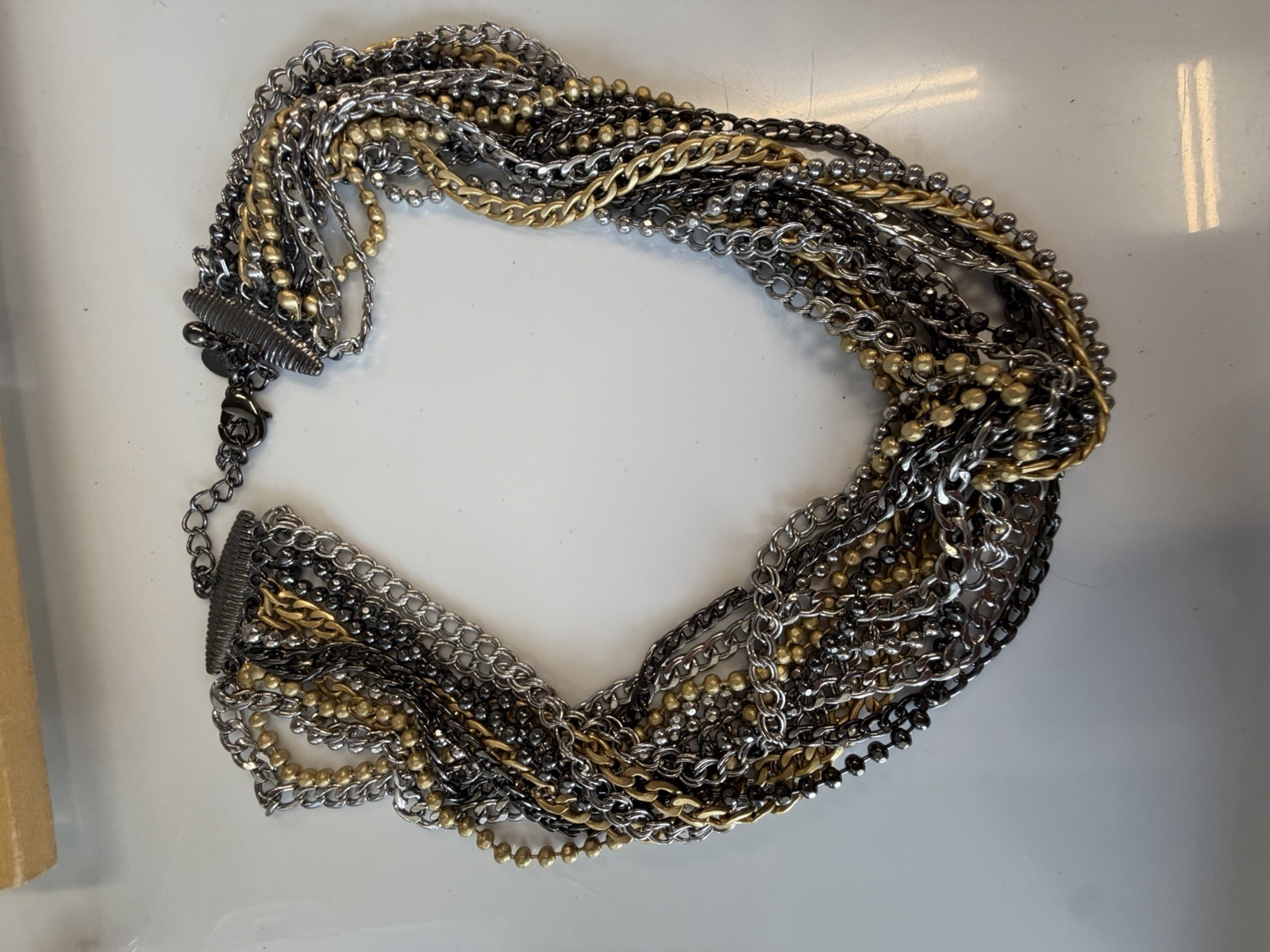 Lia Sophia Multi-Strand Necklace – Black, Gold & Silver Tone | Versatile Stateme