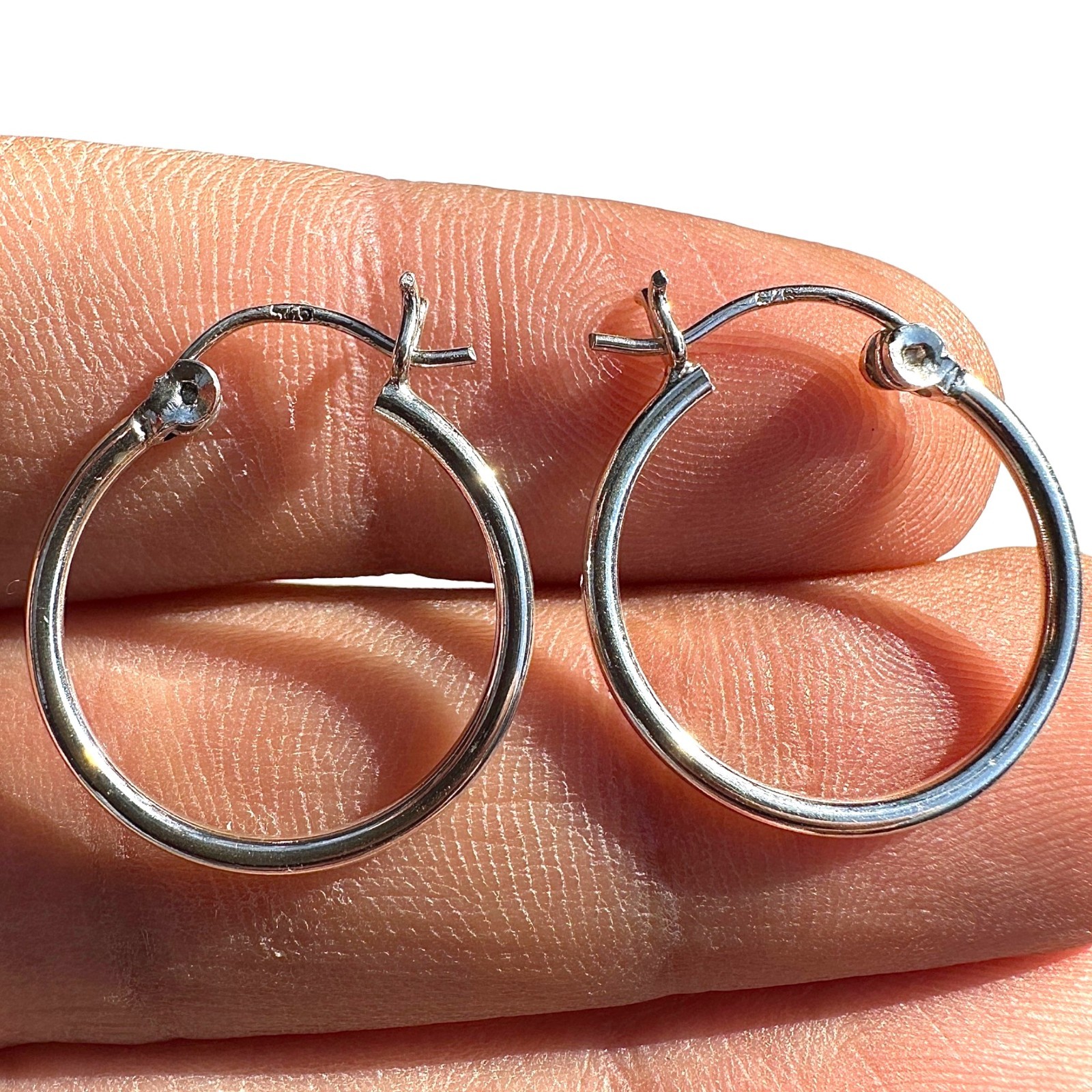 Sterling Silver Hoop Earrings 20mm Round Hoops Latch Back