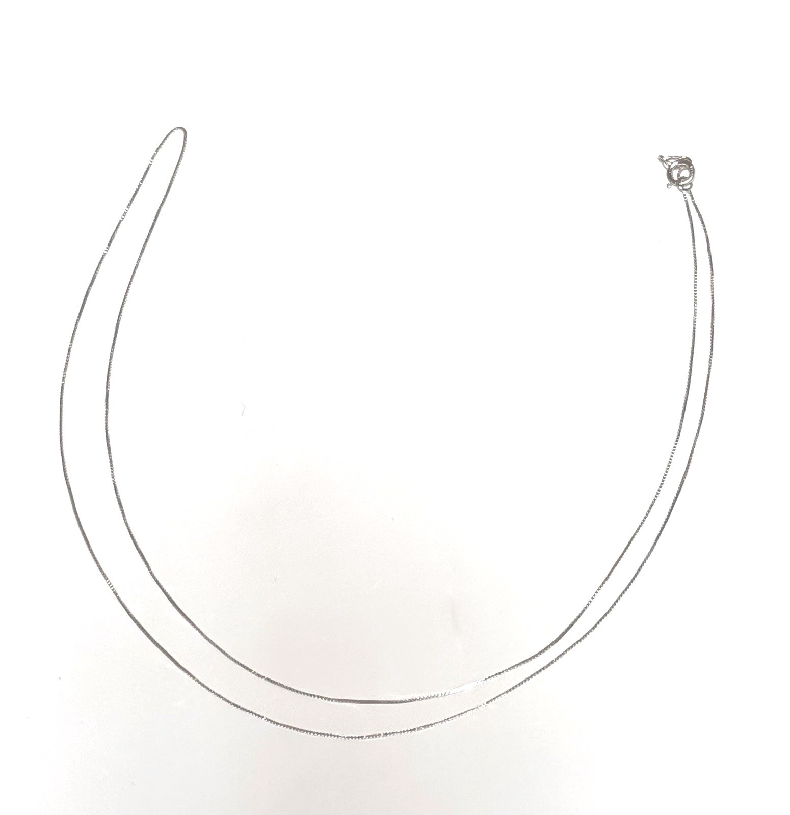 14k White Gold Box Chain Necklace 19” Chain delicate fine 0.63 Grams
